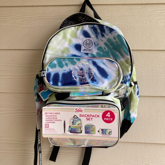 Justice Girls 17’’ BackPack 4Piece , Blue Tie Dye - Picture 4 of 8